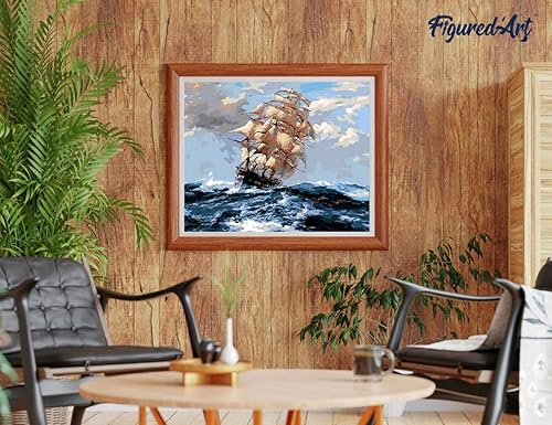 Vista 465 de Figured'Art - Juego de pintura por números, lienzo enrollado sin marco, para manualidades, para adultos, 16 x 20 pulgadas, jarrón de peonías