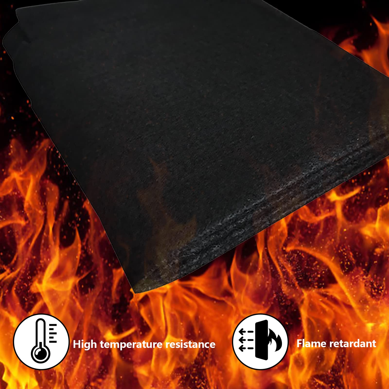 Tappetino Ignifugo, Tappetino di Protezione dal Calore 100 x 100cm di Spessore 5mm Resistenza al Calore 982°C Tappetino per Saldatura Tappetino Ignifugo per Saldatura Barbecue, Nero
