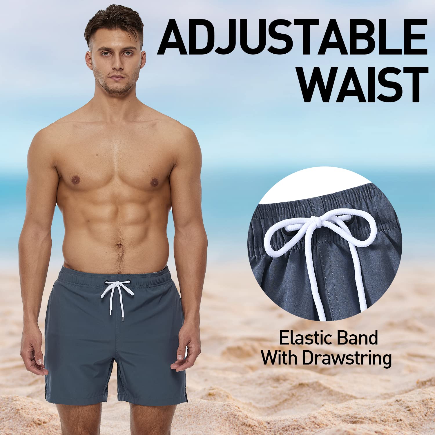 Arcweg Pantaloncini da Bagno Uomo Asciugatura Veloce Calzoncini da Bango Mare Beach Costume da Bagno Fodera Rete con Taschino e Coulisse Trunks