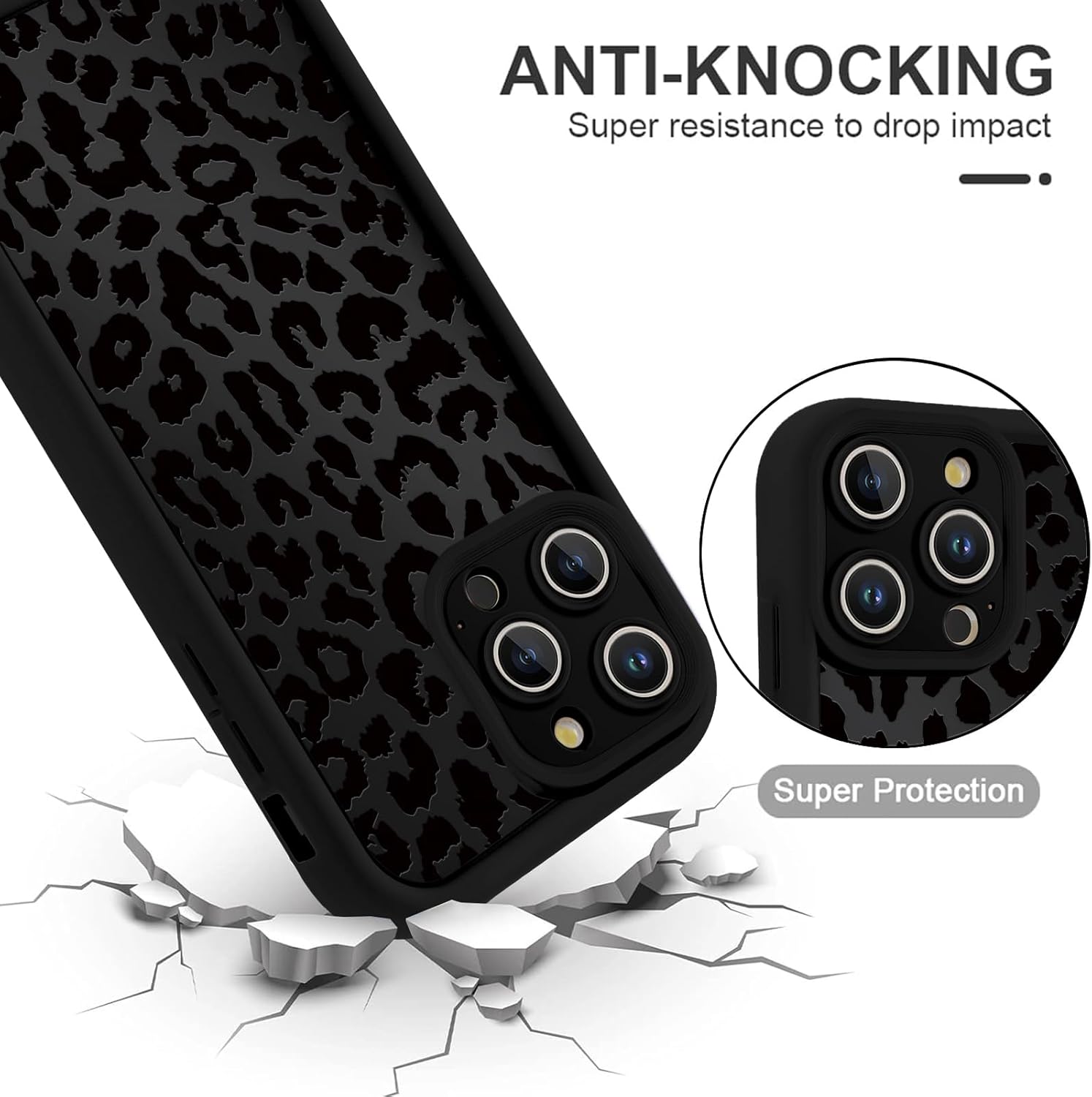 Cute Cheetah Print Phone Case for iPhone 15 Pro Max Case 6.7", Aesthetic Luxury Black Leopard Pattern Design Cover Shockproof Soft Slim TPU Full Camera Lens Protective Funda for Women Girls - Image 5