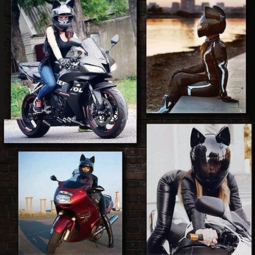 Miniatura 6 de Casco de motocicleta personalizado con orejas de gato para adultos, casco de motocicleta para hombres y mujeres, casco de locomotora de gato genial,