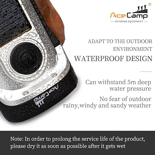 Miniatura 4 de AceCamp Linterna de manivela accionada por energía solar, linterna de emergencia IPX6, rescate al aire libre, camping, senderismo