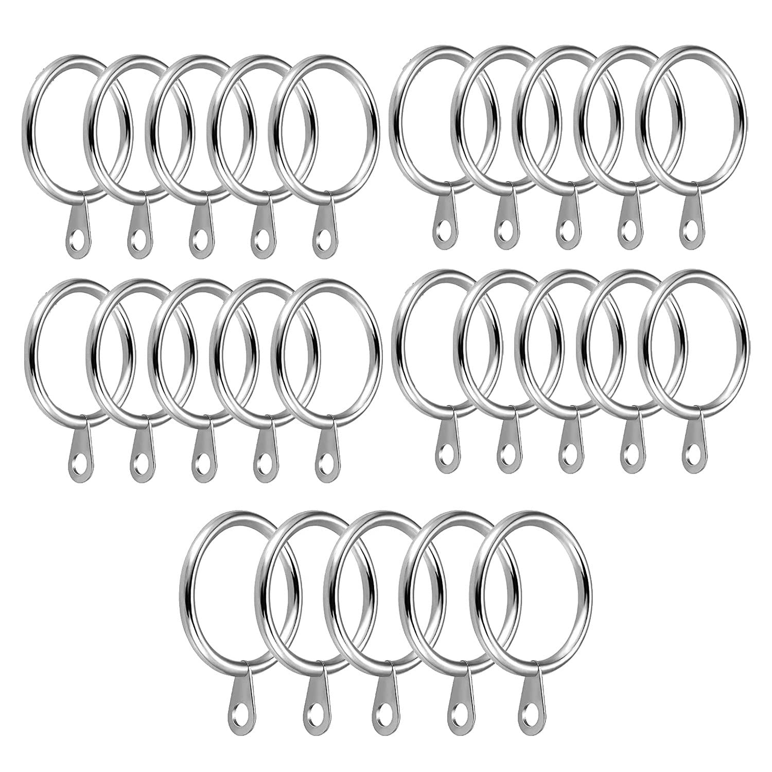 CTRLZS 24 Pack Metal Curtain Rings, 30mm Internal Diameter Eyelets for Curtain Poles, Rods and Drapery, Silver