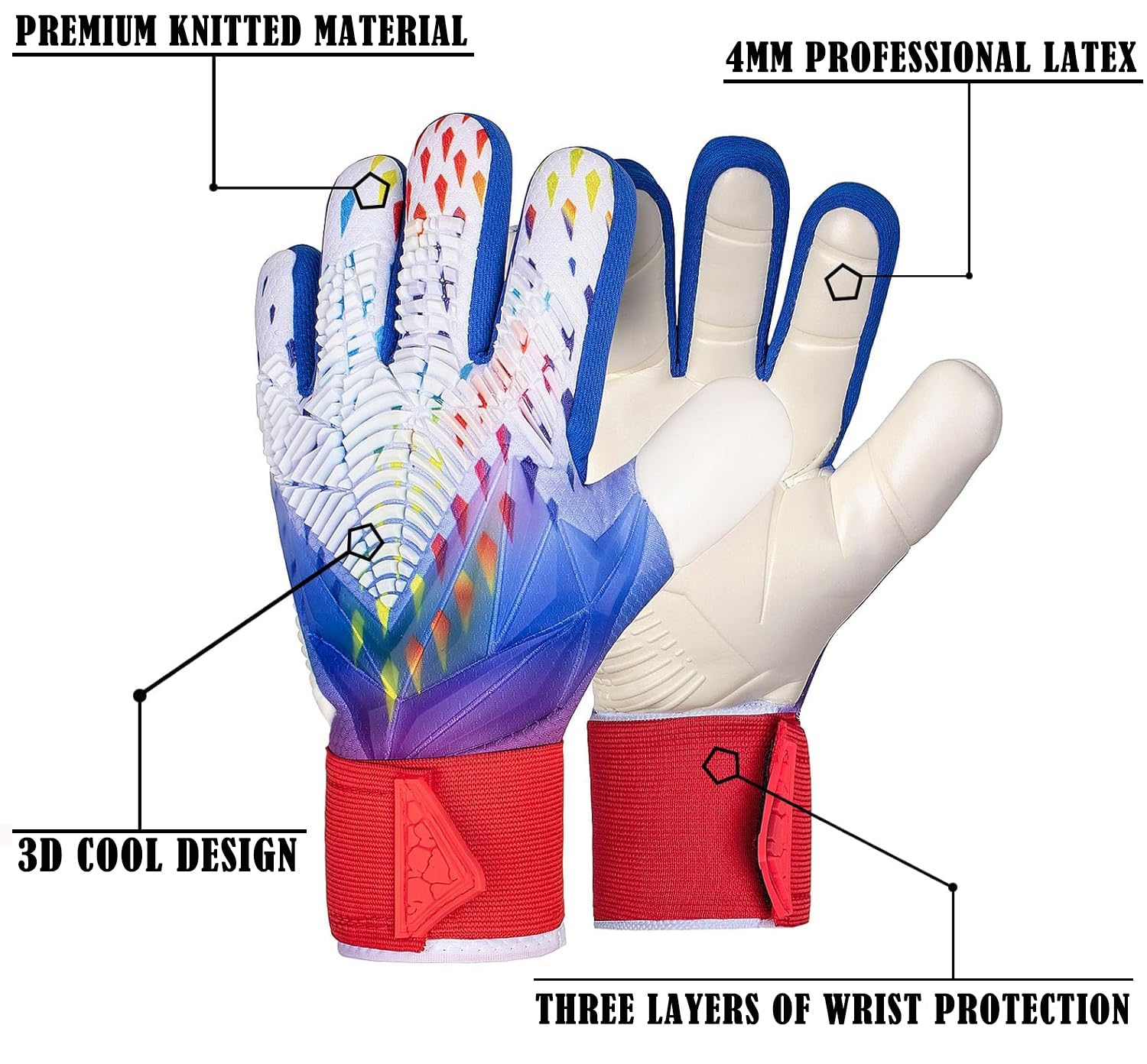HawkStrike Guanti Da Portiere Professionali Con Lattice Tedesco EXT Contact Grip – Massima Presa, Protezione E Comfort