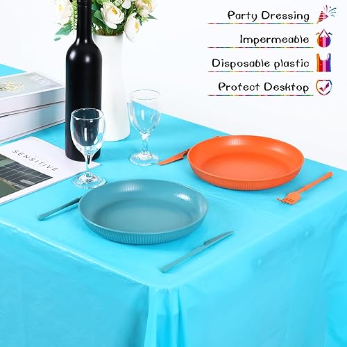 Miniatura 4 de VAIPI Paquete de 12 manteles desechables de plástico de colores surtidos, manteles rectangulares de colores surtidos, manteles rectangulares