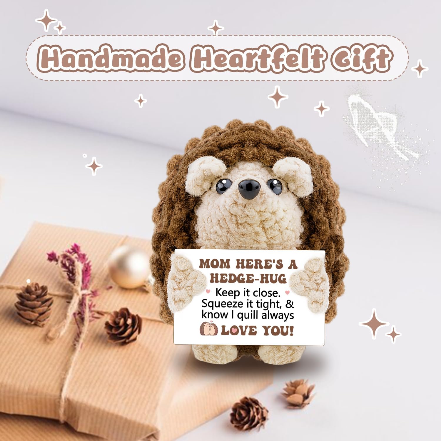 Mom Birthday Gifts from Daughter/Son Handmade Positive Crochet Hedgehog Mom Birthday Gifts Mom's for Women Positive Crochet Animals for New Gift for Mothers - Image 8