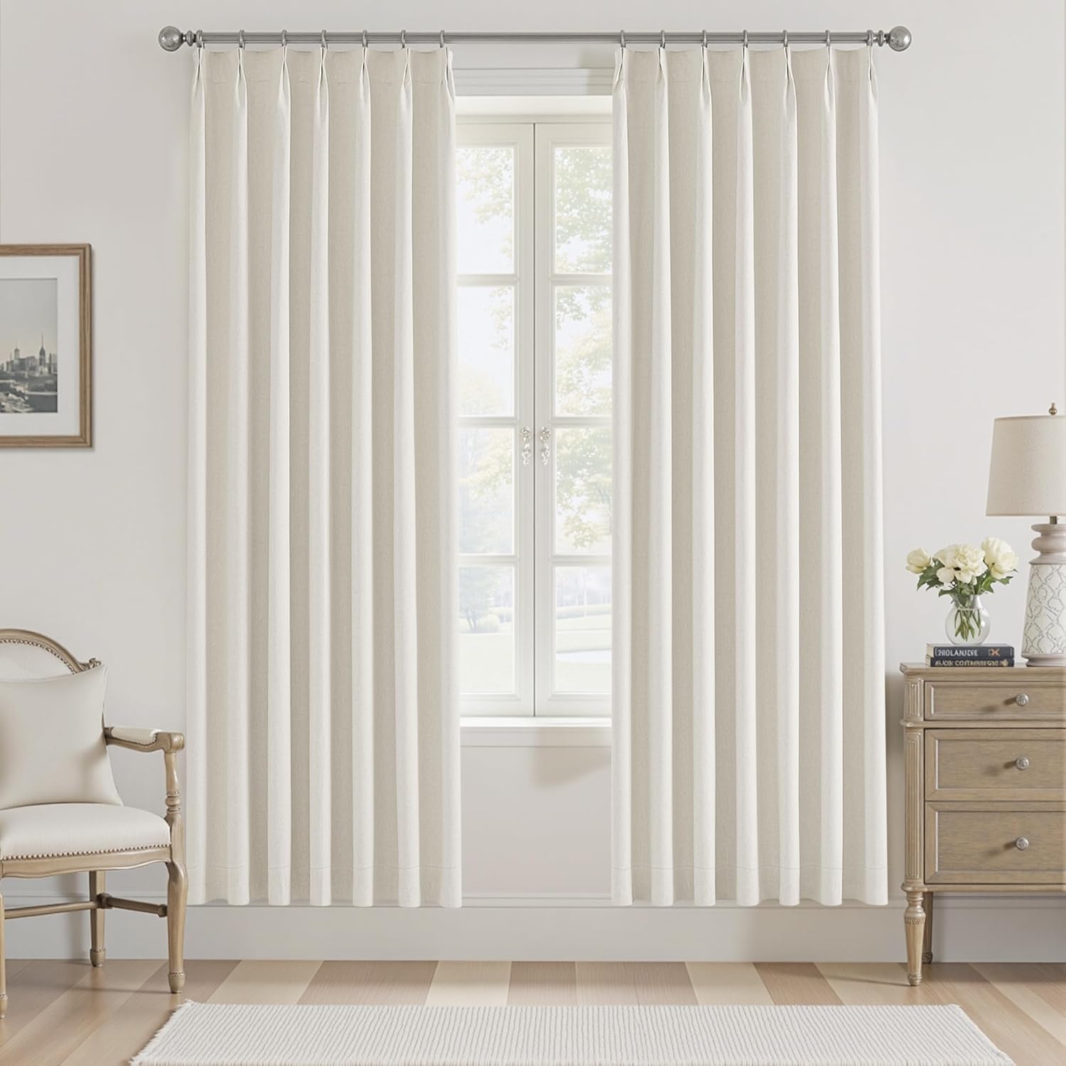 UHITECH Extra Long Blackout Curtains for Bedroom 102 Inch Long Farmhouse Pinch Pleated Black Out Curtain for Living Room Privacy Drapes Outdoor