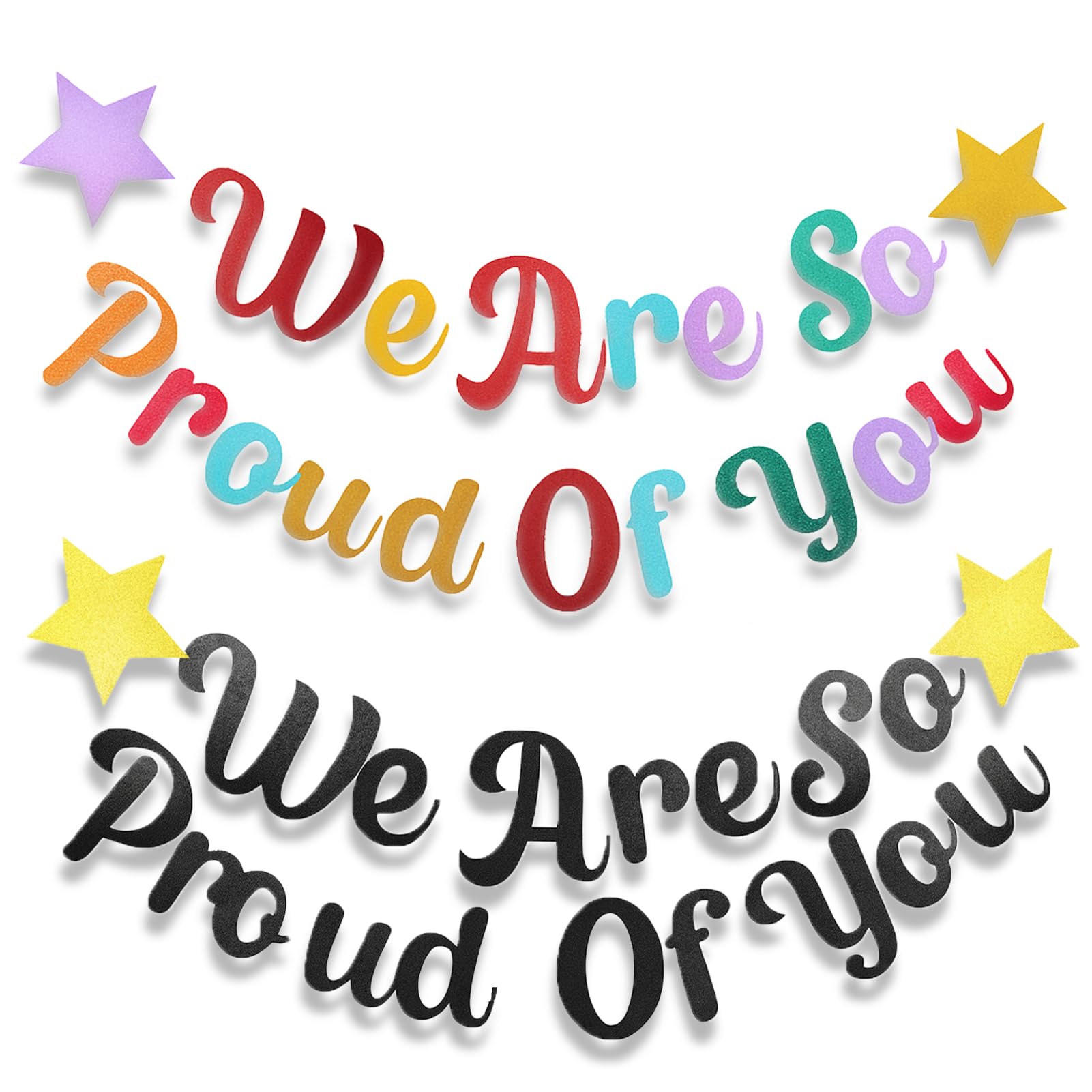 2PCS We Are So Proud Of You Bunting Banner Glittery Graduation for Preschool Graduation Nursery Decorations Proud Of You Banner for Celebration Party Pre School Event Hanging Dec
