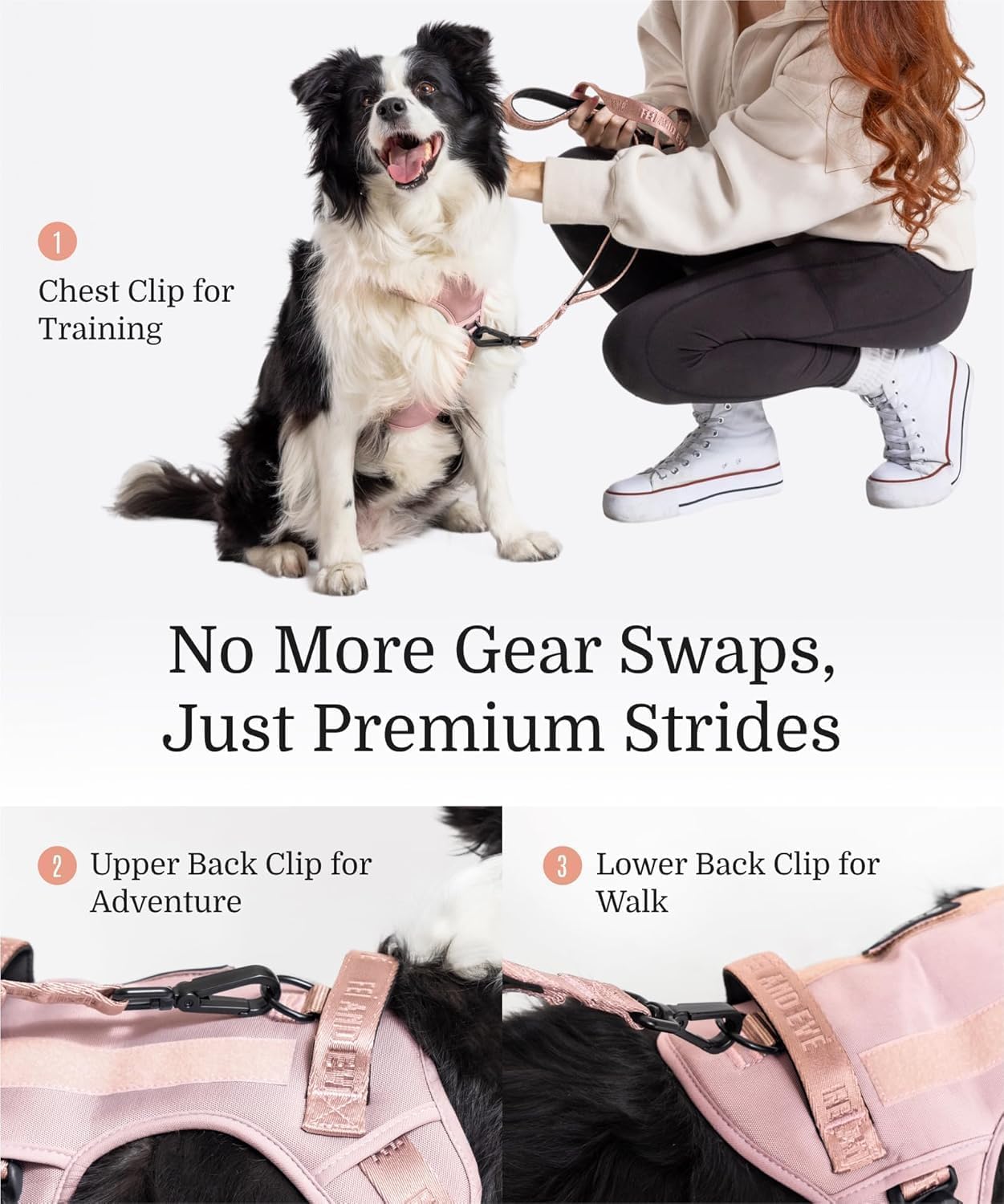 2026 New Edition, Fei & Eve MagEase Dog Harness - 3-Second Magnetic Buckles | 3-Point No-Pull Control | Heavy-Duty 900D Nylon | Dual Safety Handles | Breathable Mesh | Adjustable Fit | X-Large, Pink - image 3