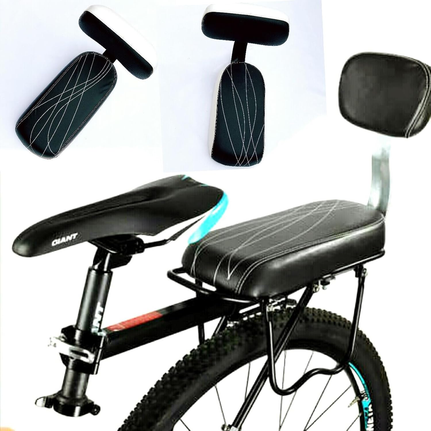 Kid's Bike Seat - PU Leather Mountain Bicycle Cushion with Backrest