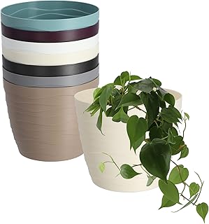 KADAX Vaso da fiori in plastica, diametro 11-19 cm, 7 colori, vaso semplice per piante moderno, robusto e resistente, vaso rotondo (diametro 15 cm, ecru)