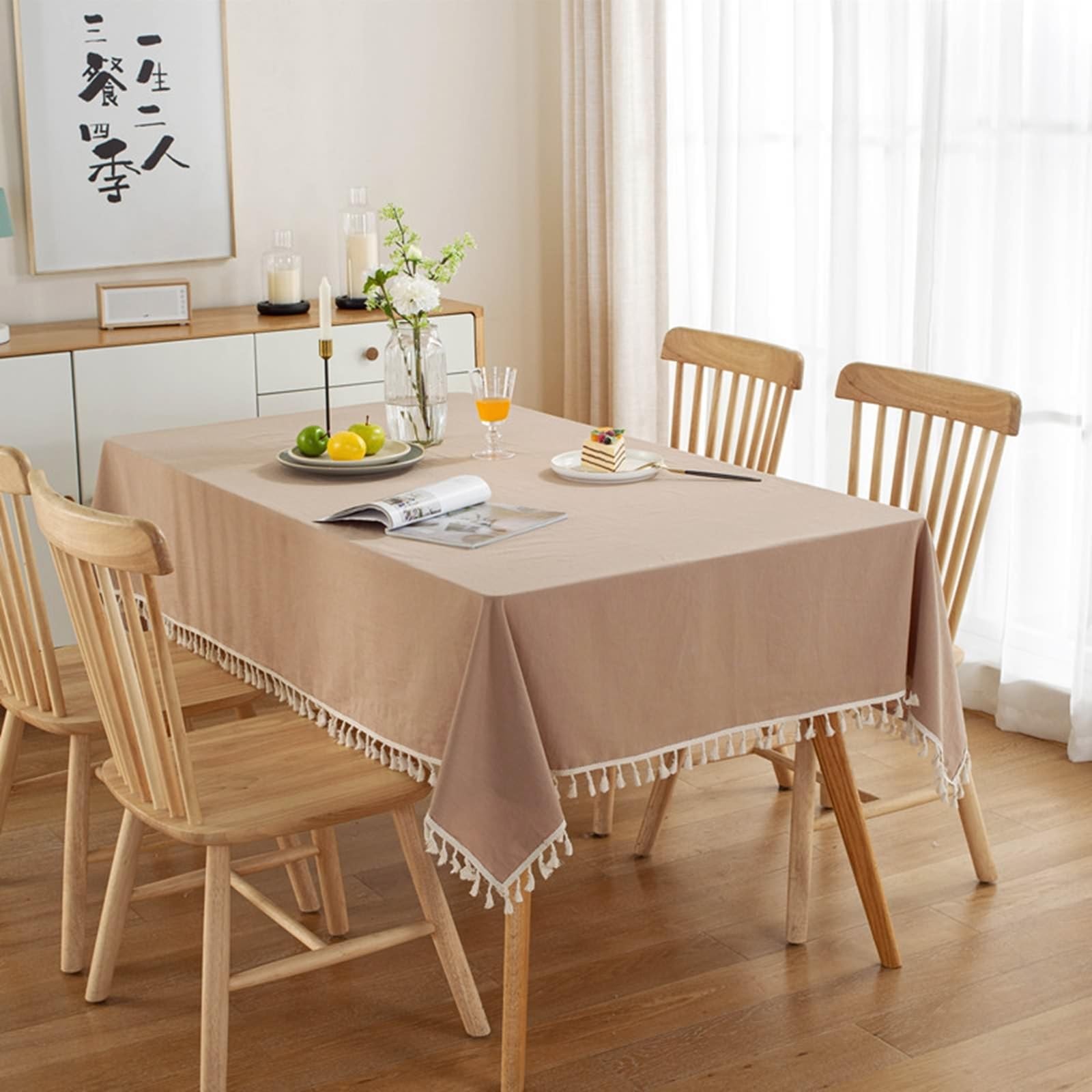 Nappe rectangulaire en coton haut de gamme jaune à franges Slish Bei