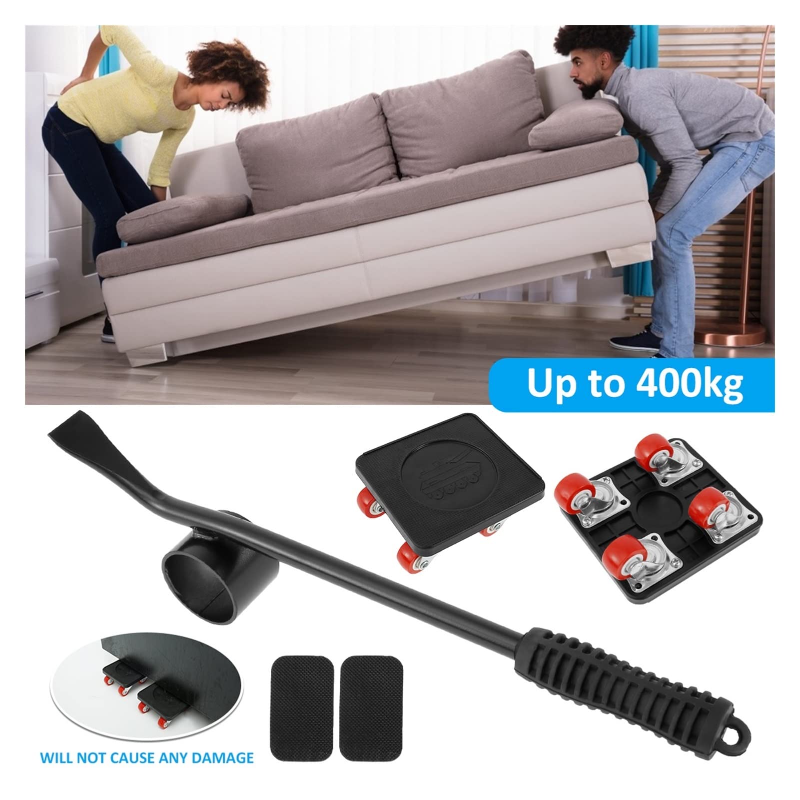 Podnośnik przyczepy, Zestaw narzędzi do podnośnika meblowego 880LB Heavy Duty Meble Lifter z 360 Koło Koło Caster Moving Tools Narzędzia do transportu,Odporny na korozję