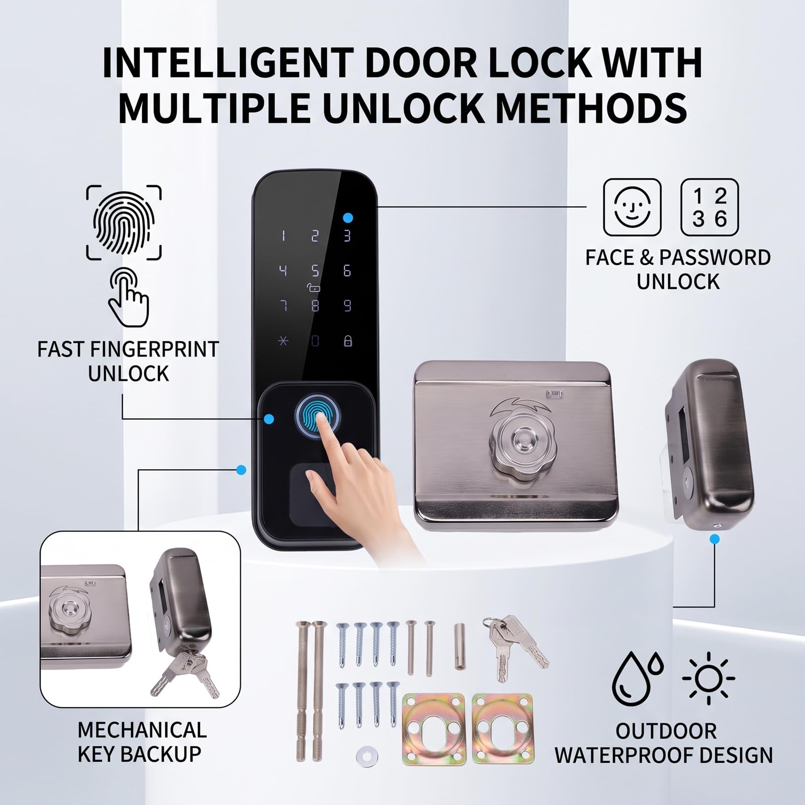Cerradura de Puerta Inteligente con Huella Digital WiFi, Entrada