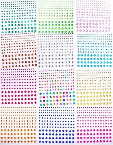 Miniatura 2 de Hisenlee 1720 calcomanías de diamantes de imitación autoadhesivas de 0.118 pulgadas, 0.118 pulgadas, 0.157 pulgadas, 0.157 pulgadas, 0.236 pulgadas,