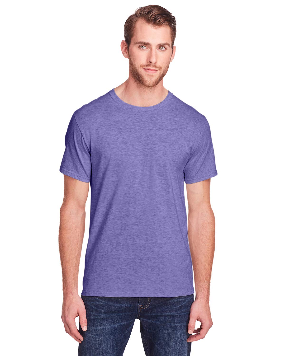 Fruit Of The Loom Men's Retro Hth Purple Unisex Iconic T-Shirt L Retro Heather Purple