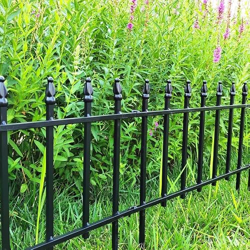 Thealyn Clôture Décorative de Jardin en Métal, 57 cm x 45 cm, 5 Panneaux, 2,8 m Longueur Totale, pour Parterre de Fleurs (Noir, 45cm H * 57cm L *5 Pieces) – vue 6