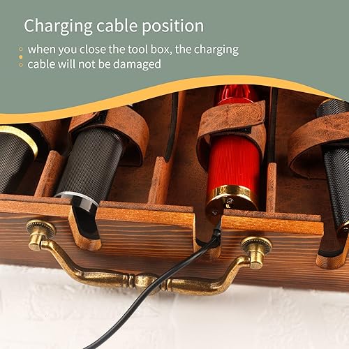 Miniatura 4 de Estuche de peluquería profesional de belleza, estuche de transporte de peluquería de madera, estuche de transporte de viaje, caja de herramientas de