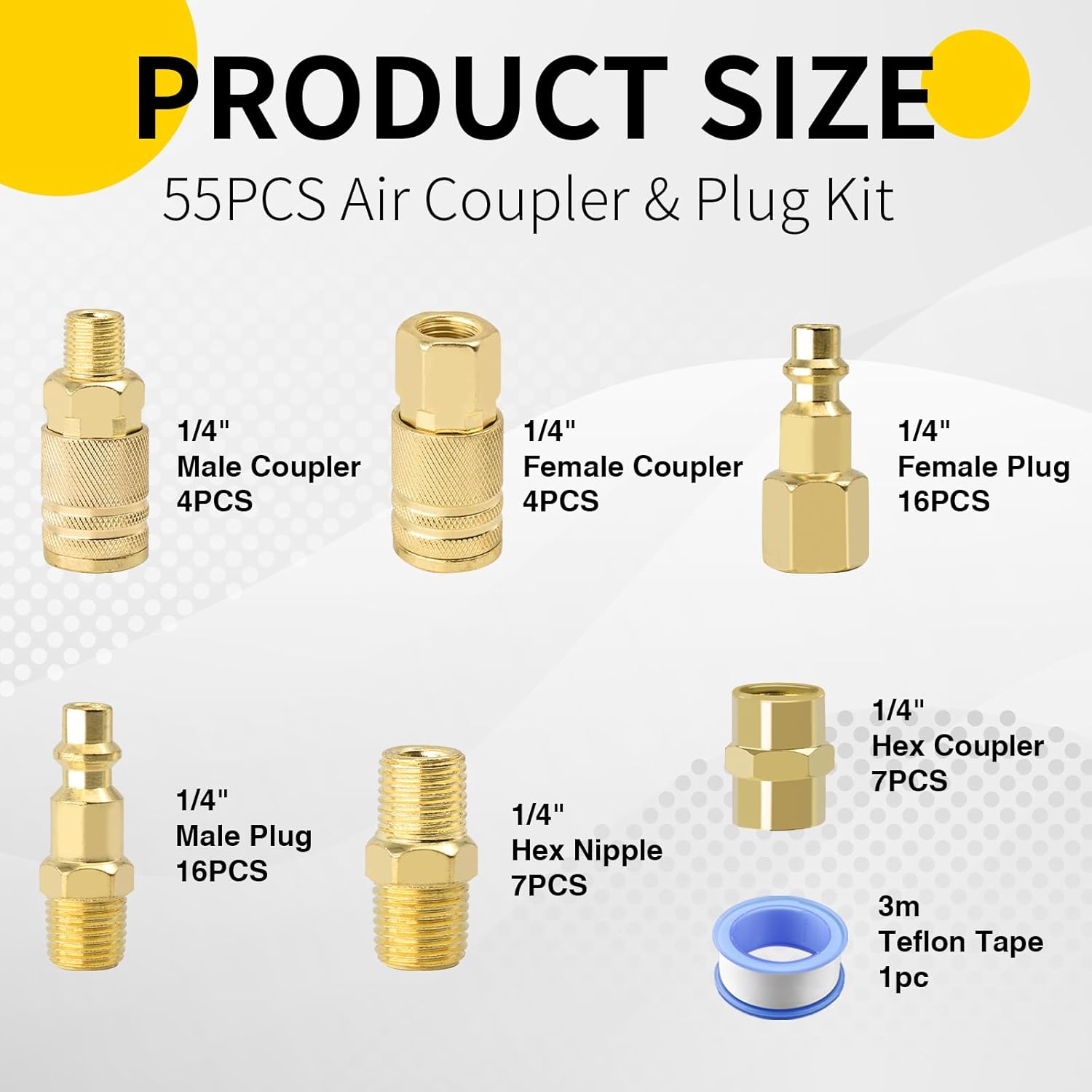 Air Coupler & Plug Kit,55 Pcs 1/4" NPT Air Tool Fittings Set,Quick Connect Air Hose Fittings Air Compressor Accessories