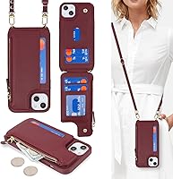 Vista 14 de Cavor Funda para iPhone 13 con tarjetero, funda tipo cartera para mujeres y hombres, fundas de teléfono para iPhone 13 con soporte y correa, funda