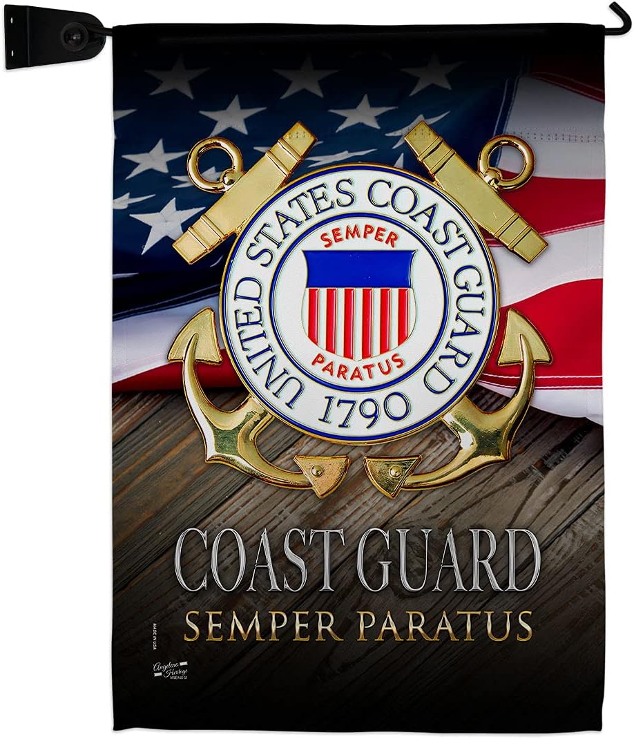US Coast Guard Semper Paratus Garden Flag - Set Mailbox Hanger Armed Forces USCG United State American Military Veteran Retire Official - House Banner Small Yard Gift Double-Sided 13 X 18.5