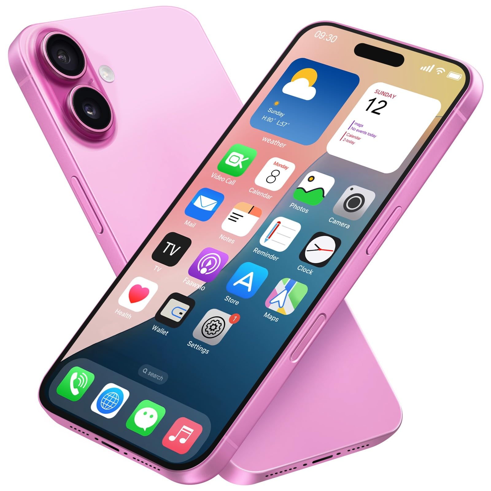 Dummy Fake Phone Model, Looks Like The RealPhone Compatible withPhone 16 Pro Max, for Cellphone Store Display or Send a ToyPhone for Kids (16,Pink,The Screen is Printed with Patterns)