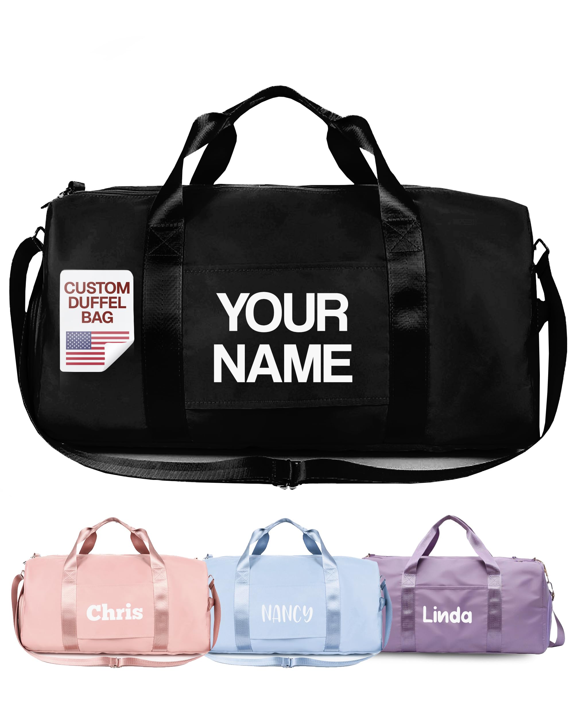 Personalized Duffel Bags - Weekender, Overnight Travel Bag with Wet/Dry Pockets & Shoe Compartment - Custom Bridesmaid/Groomsman Gift, Cheerleading