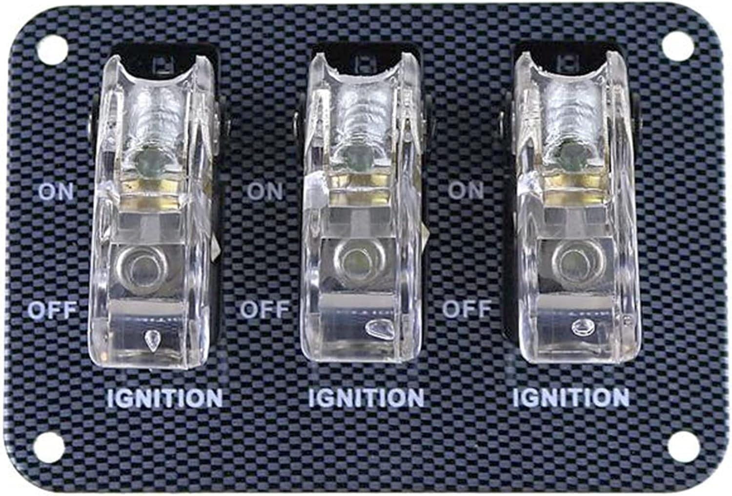 White DC12V-20A LED Indicator Switch Combination Switch Carbon Fiber Surface Pane