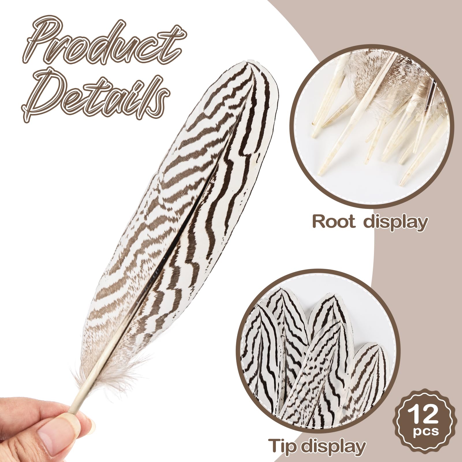 Pióra rzemieślnicze, 12 szt. 6-8 cali wielokolorowe pióra do majsterkowania Craft dekoracja ślubna domu(Silver Pheasant Feathers)