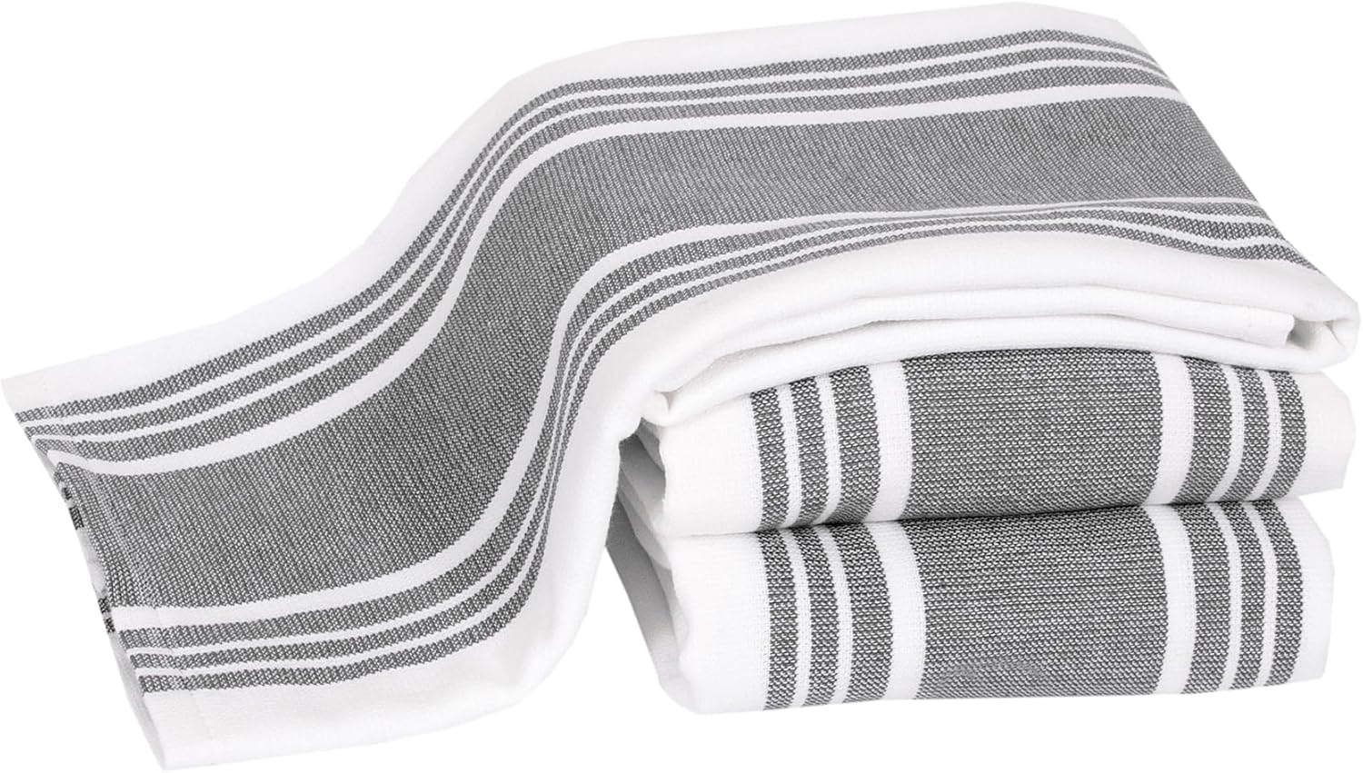 All-Clad Dual-Purpose Kitchen Towels: Highly Absorbent - 100% Cotton, 17x30 Dish Towels for Cleaning & Drying Dishes & Glassware, 3-Pack, Pewter