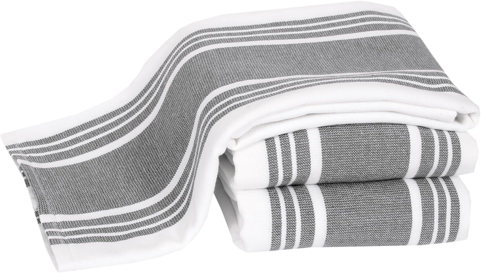 Dual-Purpose Kitchen Towels: Highly Absorbent - 100% Cotton, 17"x30" Dish Towels for Cleaning & Drying Dishes & Glassware, 3-Pack, Pewter