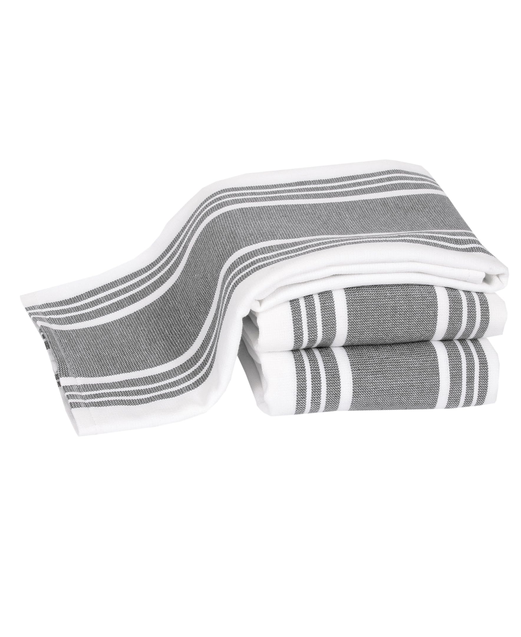 All-Clad Dual-Purpose Kitchen Towels: Highly Absorbent - 100% Cotton, 17"x30" Dish Towels for Cleaning & Drying Dishes & Glassware, 3-Pack, Pewter