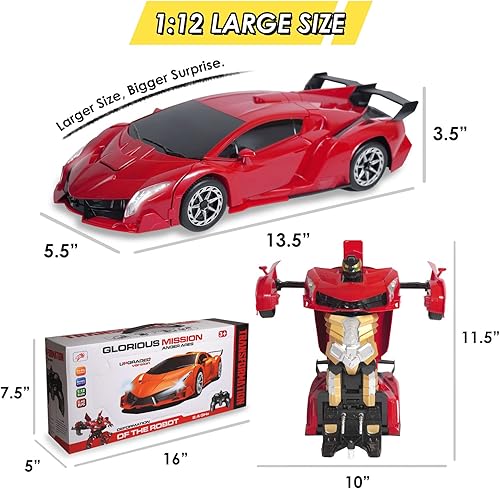 Miniatura 4 de ACED Kids Toys - 112 Scale Hand Gesture Deformation and Remote Control Transformation Robot RC Car Toy with Light and Music - Birthday Gift for