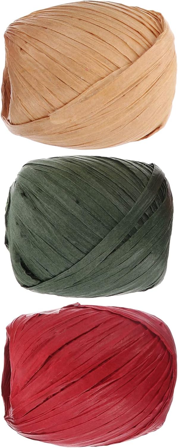6 Rolls Raffia Paper Ribbon Paper Twine Rope Xmas Gift Wrapping