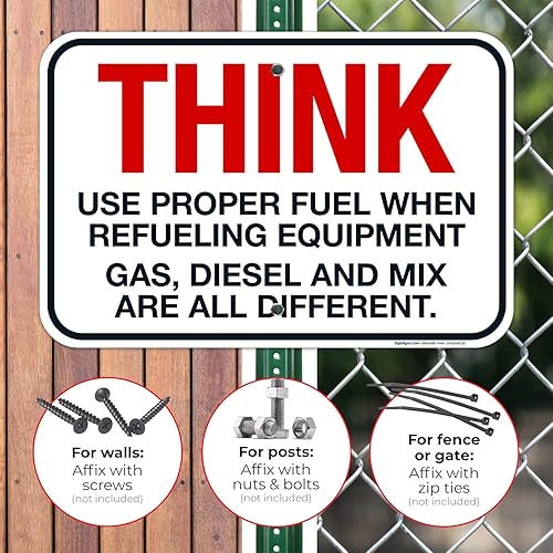 Miniatura 66 de Think When Refueling Equipment to Use Proper Fuel Gas Diesel and Mix Sign, 24x30 Inches, 3M EGP Reflective .080 Aluminum, Fade Resistant, Made in USA