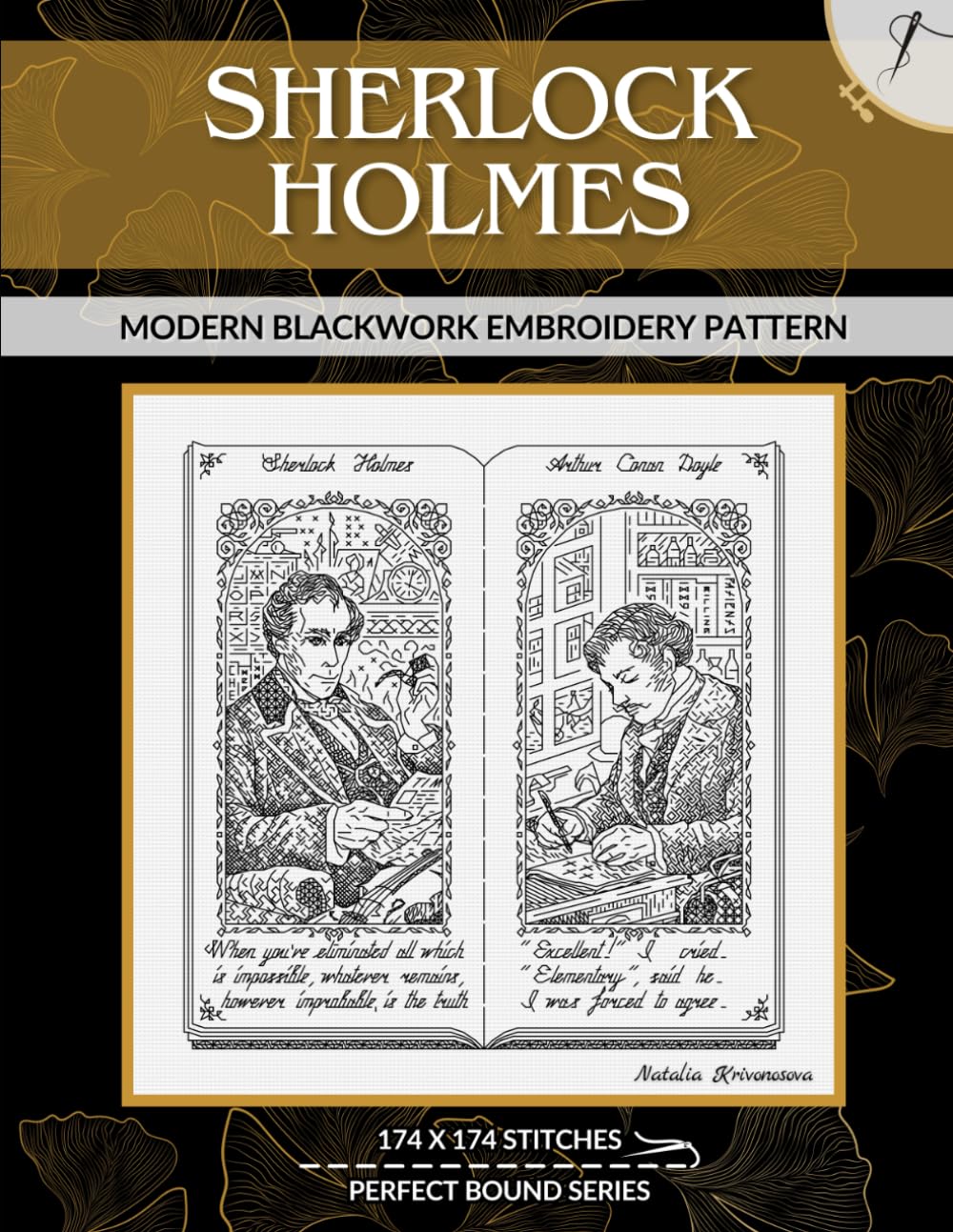 Sherlock Holmes and Doctor Watson: Modern Blackwork Embroidery Pattern (Perfect Bound)