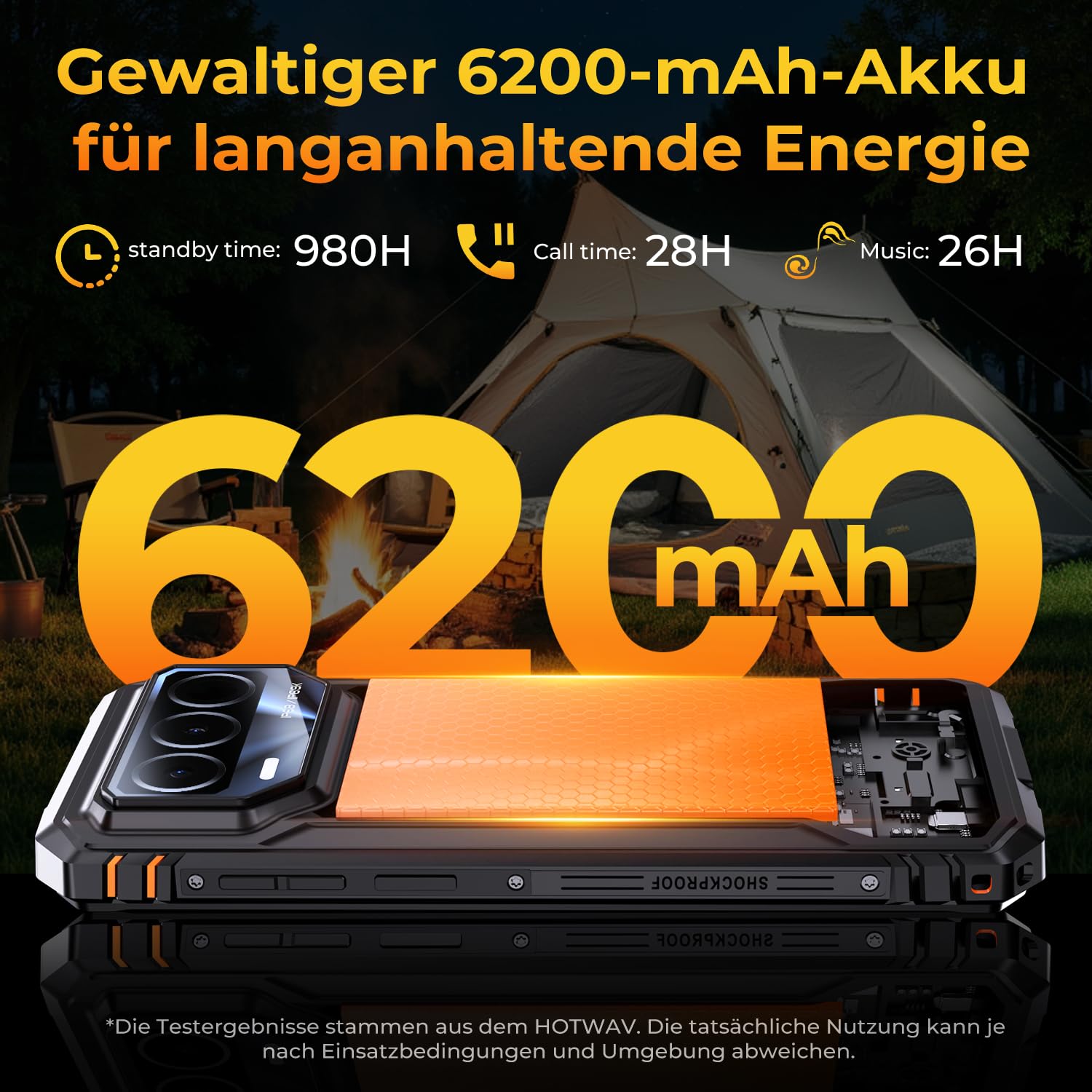 HOTWAV T8 Outdoor Handy 2026 Android 16 12GB+64GB/2TB, 6200mAh, 6.75" 120Hz | Outdoor Smartphone Ohne Vertrag 20W Quick-Charge, 20MP+5MP, Gemini AI, NFC/Fingerprint/Face ID/Wasserdicht/Dual SIM/GPS/OTG