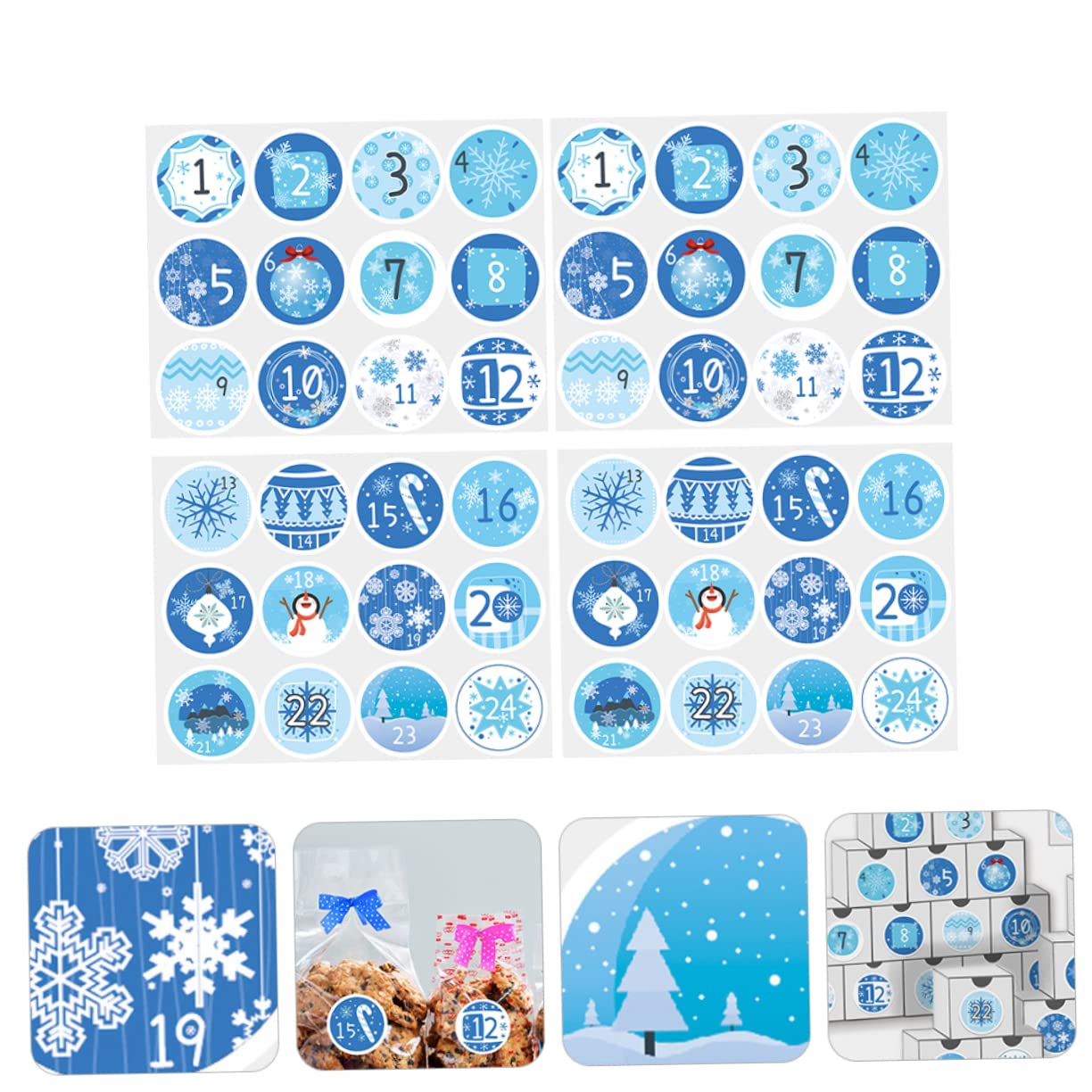 PRETYZOOM 100 Blatt Weihnachtskalender-Aufkleber Adventskalender Aufkleber mit Weihnachtssiegelnummer weihnachtskalender aufkleber weihnachtsbaumdeko Weihnachtsgeschenkanhänger Blue
