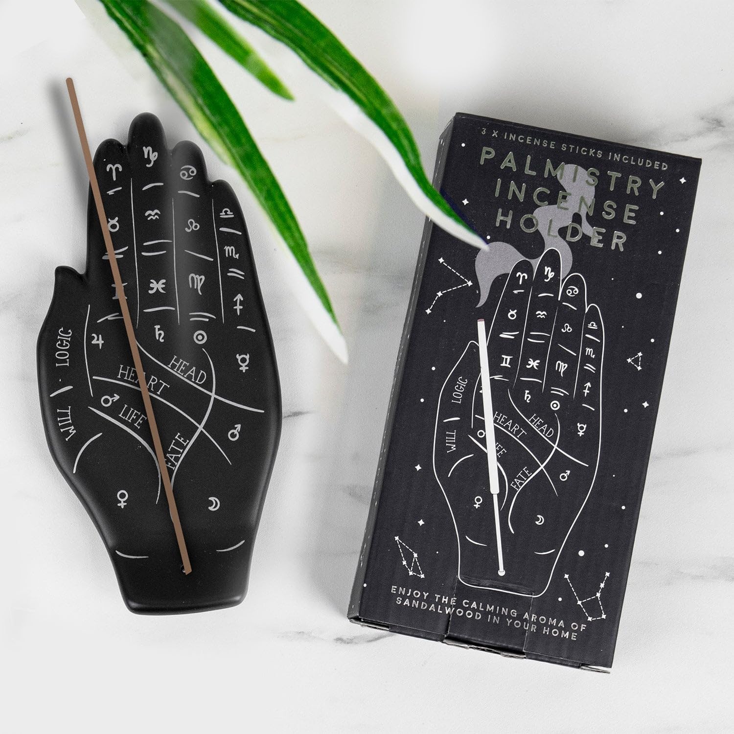Gift Republic Black/Grey Palmistry Incense Holder