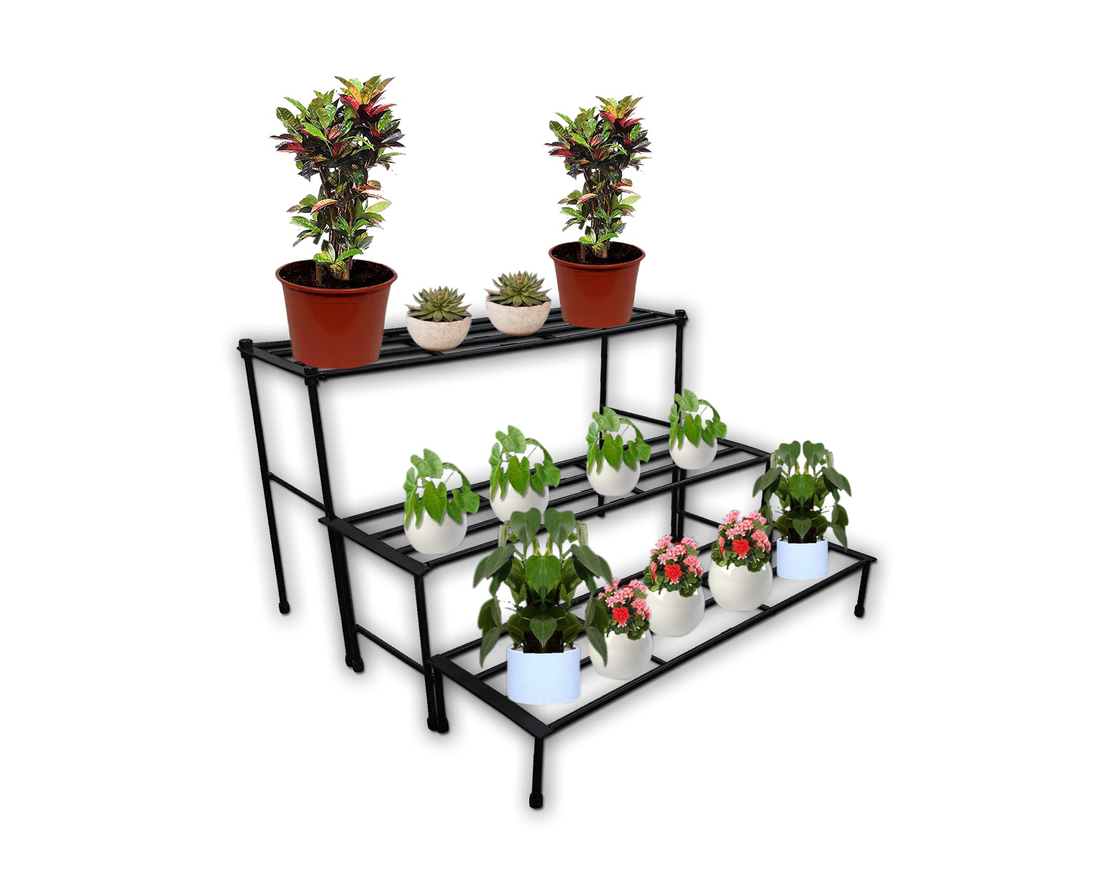 IRON LANDS 3 in 1 Step with Rubberized Base Indoor Outdoor Shelf Pot Planter Stand for Decor Garden Balcony (B09JP5M218) Amazon Price History, Amazon Price Tracker