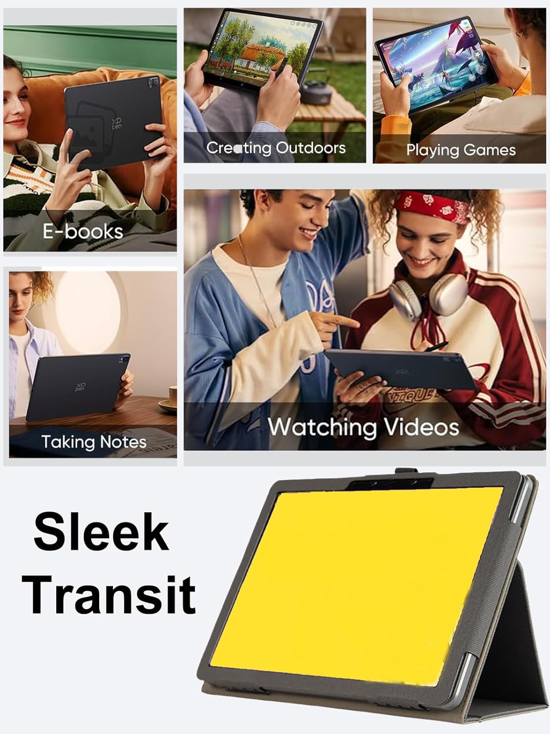 Tablet Case Compatible with MovinkPad 11，with Ajustable Stand, Protective Sleeve Tablet Cover with Dual Pen Storages to Securely Store Stylus, Magnetic Closure, Handheld Band, Shock Resistant