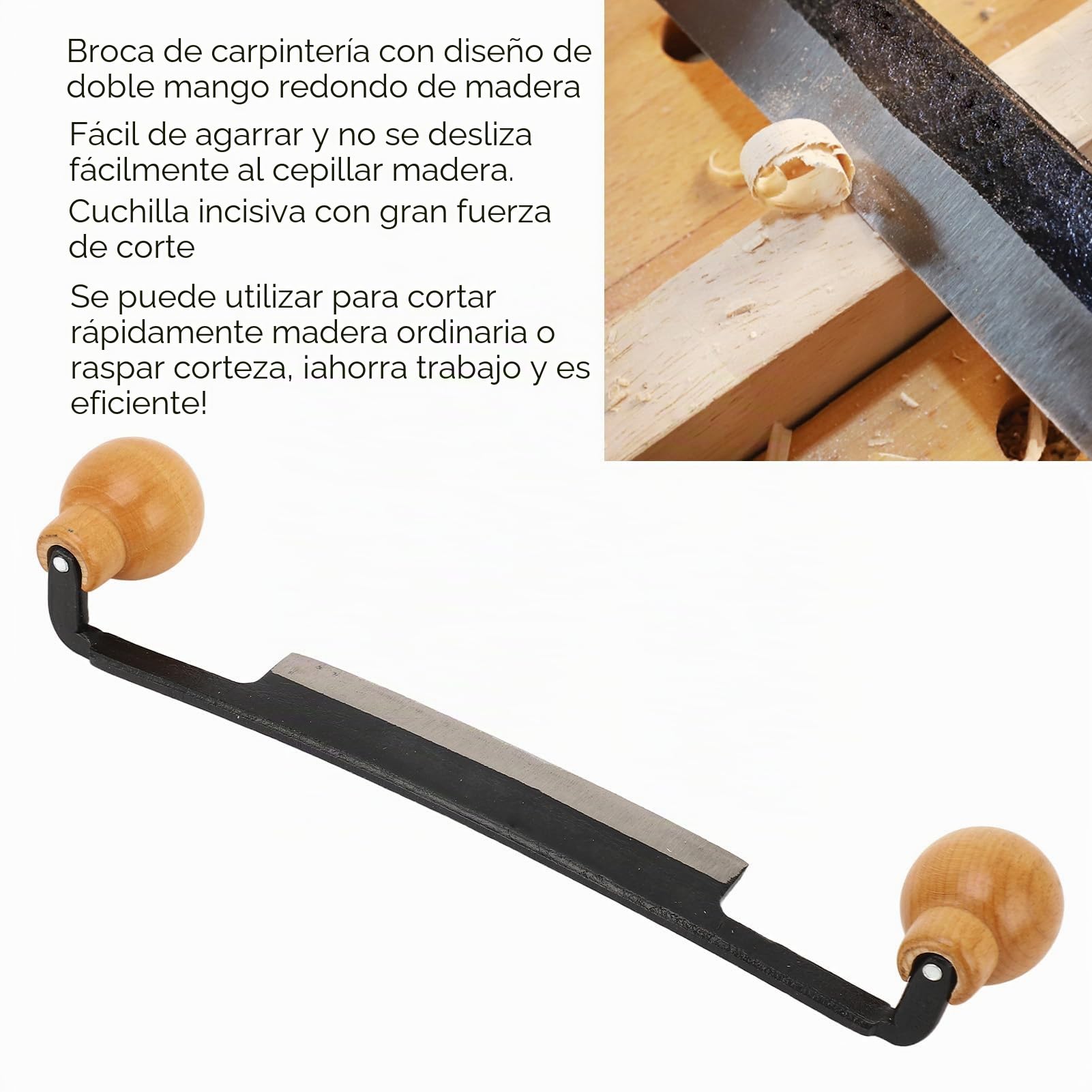 Cuchillo de Afeitado Profesional con Doble Hoja de Acero de Tungsteno - Herramienta de Carpintería para Corte Preciso y Duradero, Filo Recto Incisivo para Trabajos en Madera