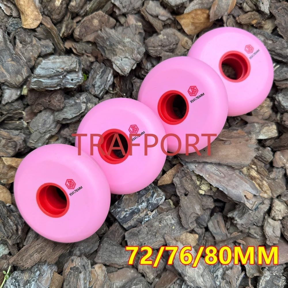 8-Pack 95A Inline Wheels 72mm 76mm 80mm Inline Skate Replacement Wheels Universal Durable PU for Indoor Outdoor (Pink,72mm)