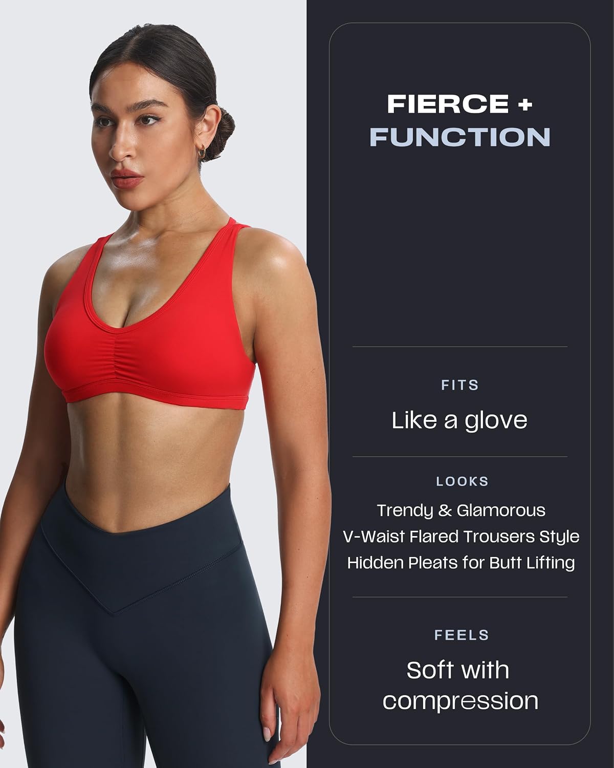 Aoxjox Workout Vanity Flare Leggings for Women High Waisted Athletic Running V Waist Hidden Scrunch Wide Leg Yoga Pants 32"