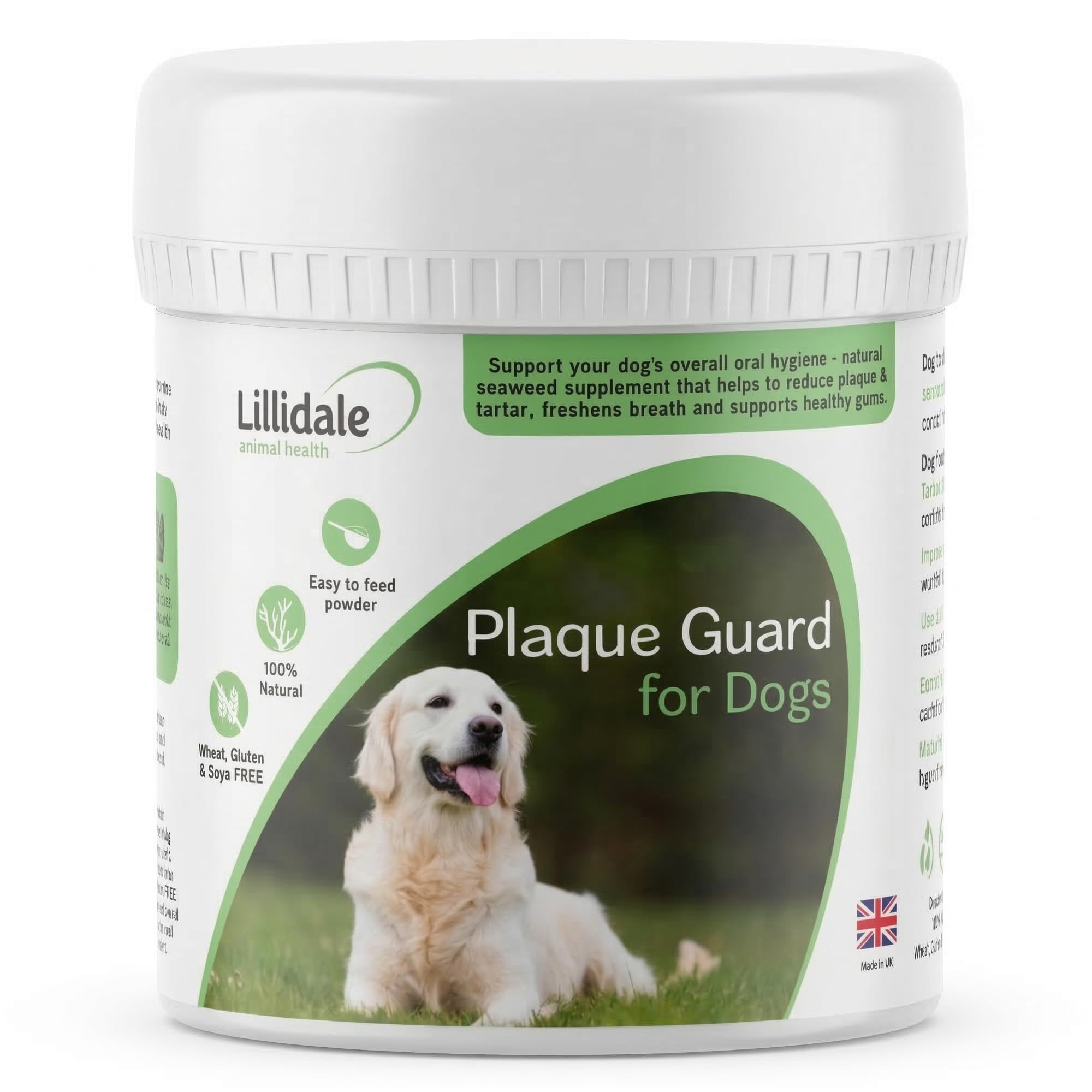 Lillidale Plaque Guard 60g - Plaque Off Remover Powder for Dogs | Natural Seaweed | Dog Teeth Cleaning Product | Tartar Removal, Dog Breath Freshener & Gum Support | 100% Pure Ascophyllum Nodosum โ image 1