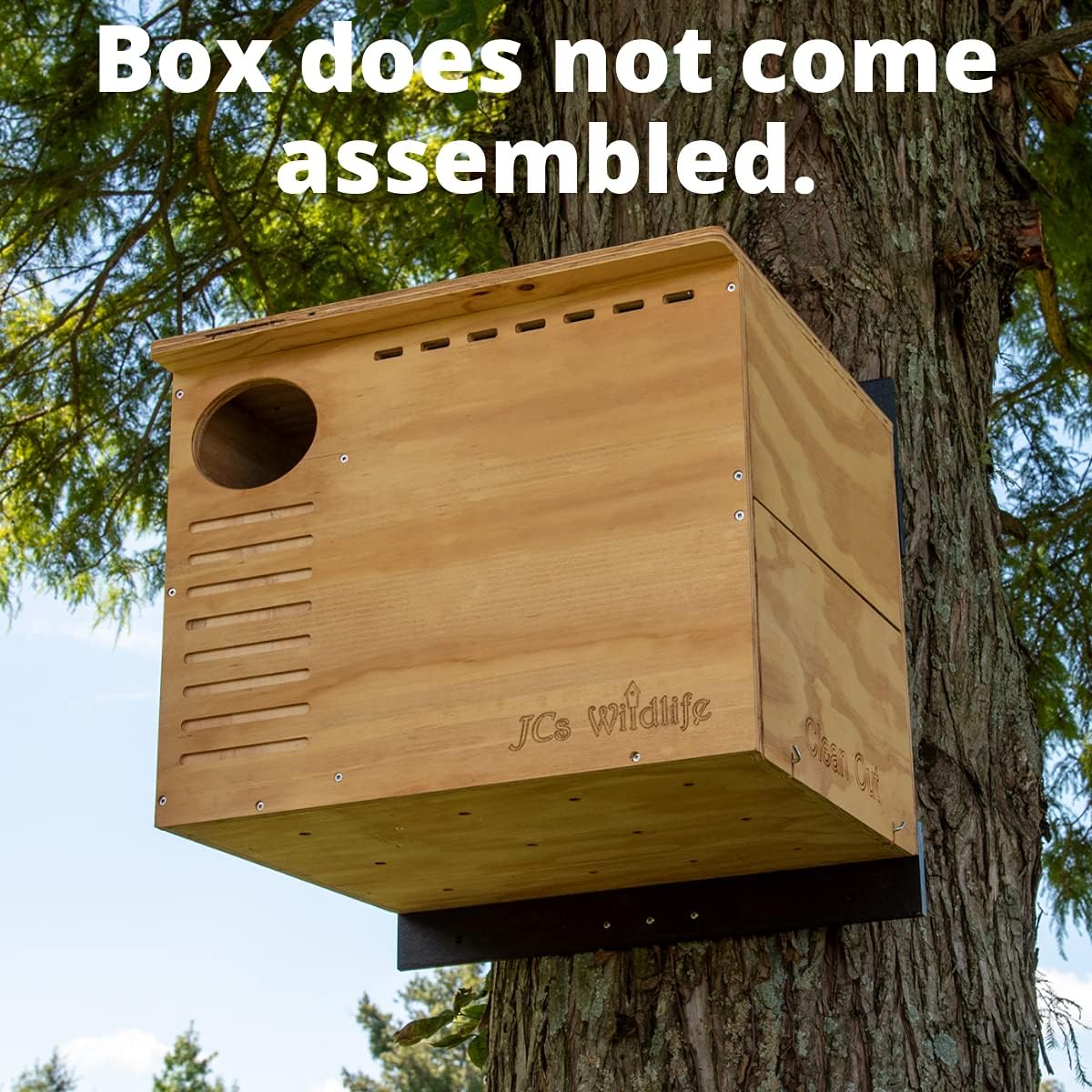 JCS Wildlife Barn Owl Nesting Box: Do It Yourself Assembly Kit - Build Your Own Barn Owl Box - Screws, Mounting Hardware, Instructions and Nesting Material Included