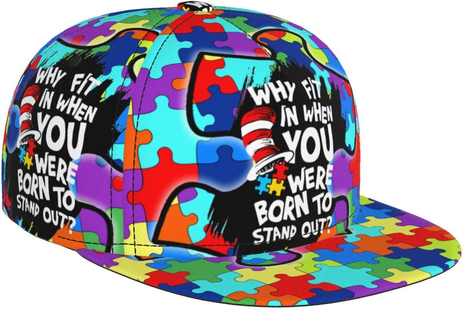 Cute Snapback Hat Hip Hop Style, Adjustable Baseball Cap, Flat Bill Trucker Hat for Men Women