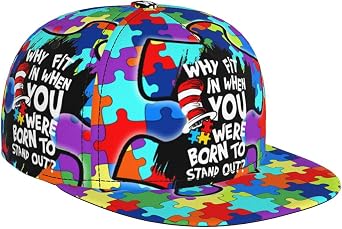 Cute Snapback Hat Hip Hop Style, Adjustable Baseball Cap, Flat Bill Trucker Hat for Men Women