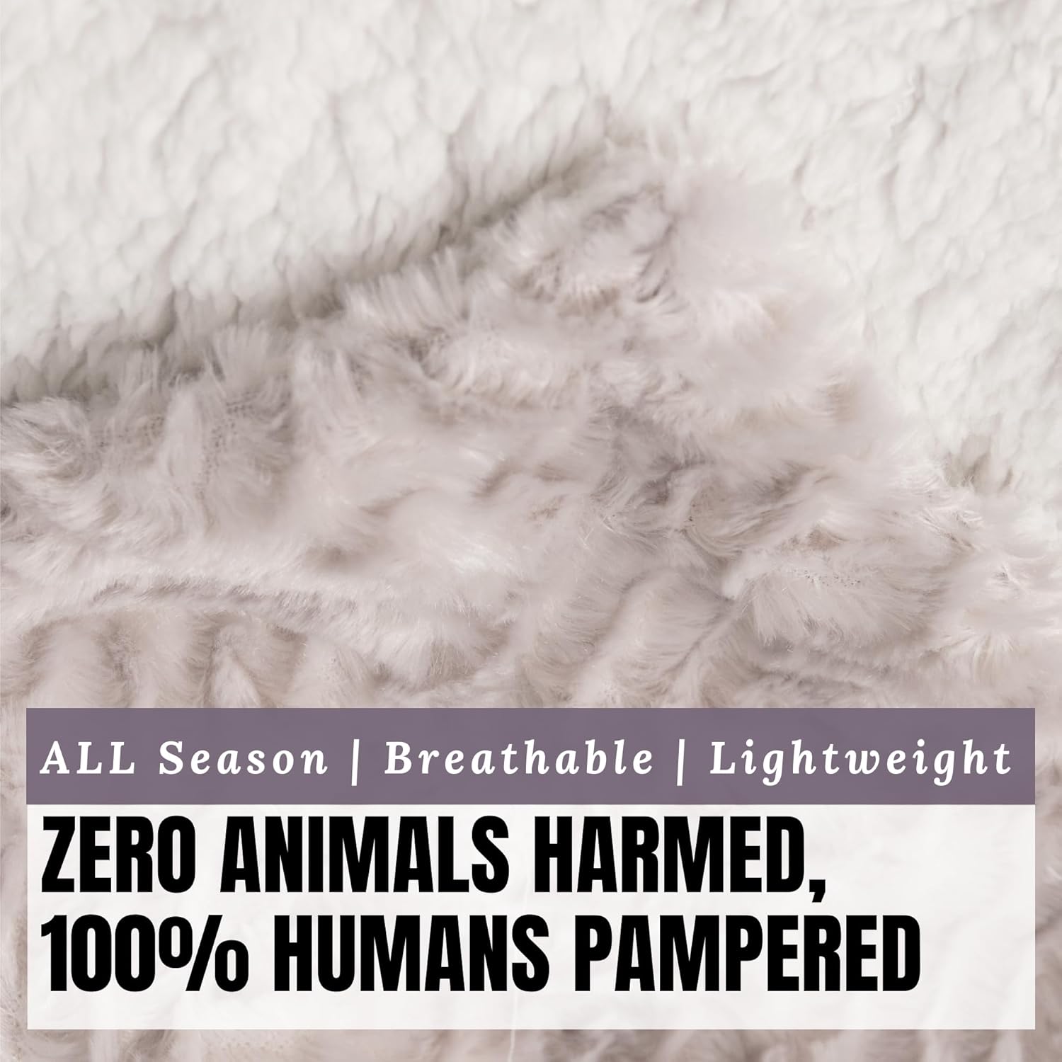 DaDa Bedding Lavender Grey Pearl Faux Fur Throw Blanket - Dreamy Geometric Embossed Sherpa Backside - Super Soft Warm Cozy Plush Fluffy - 90" x 90" - Image 3