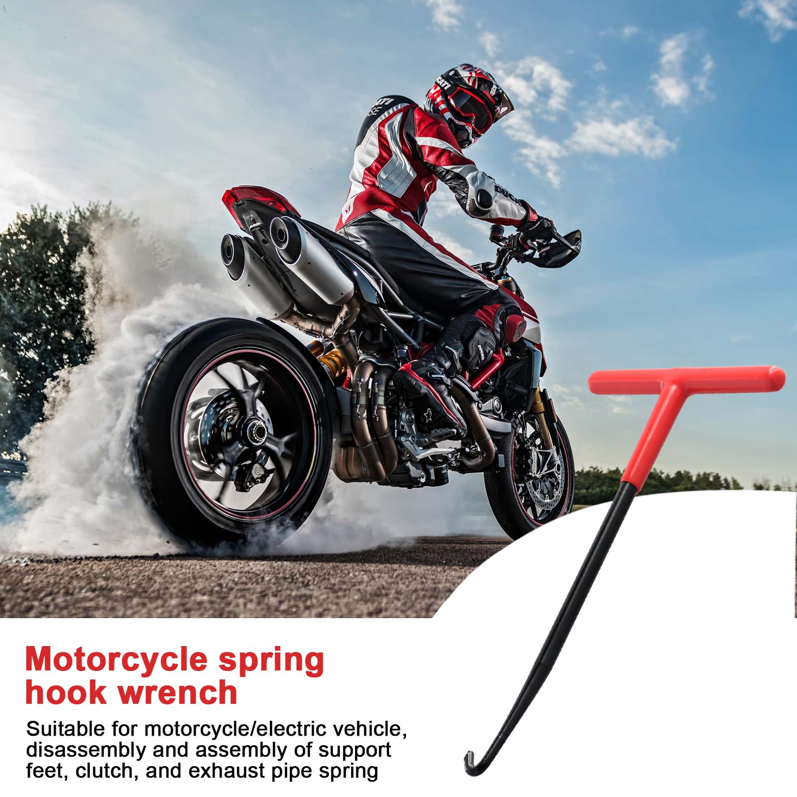 Hak sprężynowy do rury wydechowej, ściągacz sprężynowy ze stali, hak T, uchwyt T, narzędzie do motocykli, rowerów, skuterów – 16 x 8,5 cm